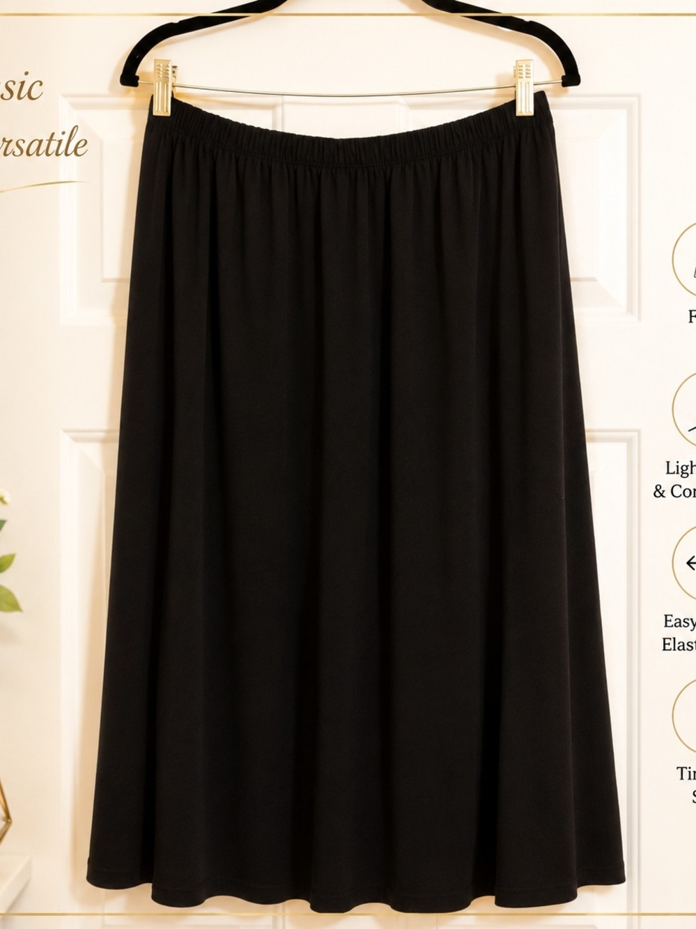 Christopher & Banks Black A-Line 90s Grunge Minimalist Casual Skirt Size Large